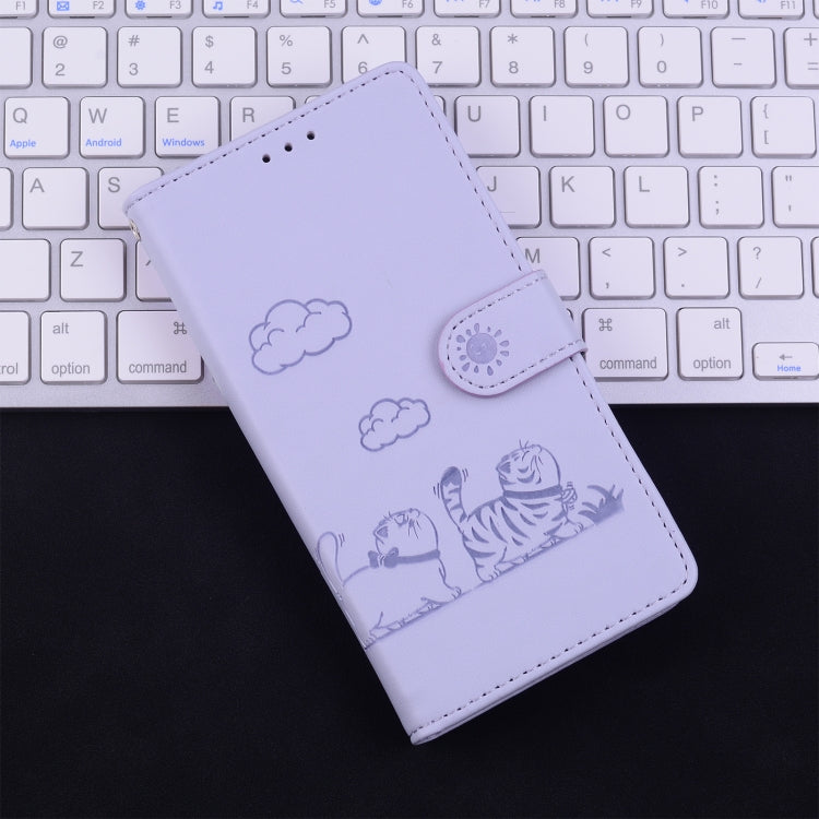 For iPhone 16e Cute Cats RFID Leather Phone Case(Purple) - free shipping - PMC TechLife - Order now!