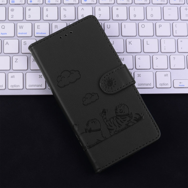 For Samsung Galaxy S25 5G Cute Cats RFID Leather Phone Case(Black) - Galaxy S25 5G Cases by PMC Jewellery | Online Shopping South Africa | PMC Jewellery | Buy Now Pay Later Mobicred