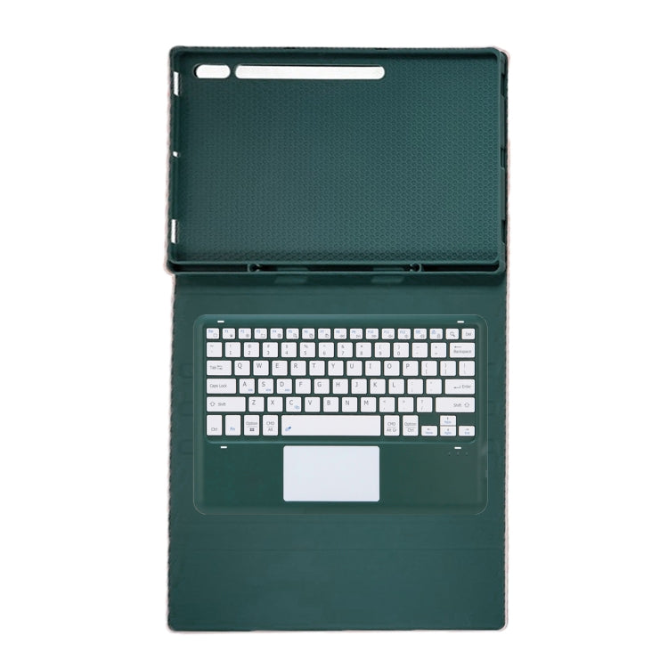 For Samsung Galaxy Tab S10 Ultra A910B-A Touch Pad Detachable Bluetooth Keyboard Leather Tablet Case(Dark Green) - Samsung Keyboard by PMC Jewellery | Online Shopping South Africa | PMC Jewellery | Buy Now Pay Later Mobicred