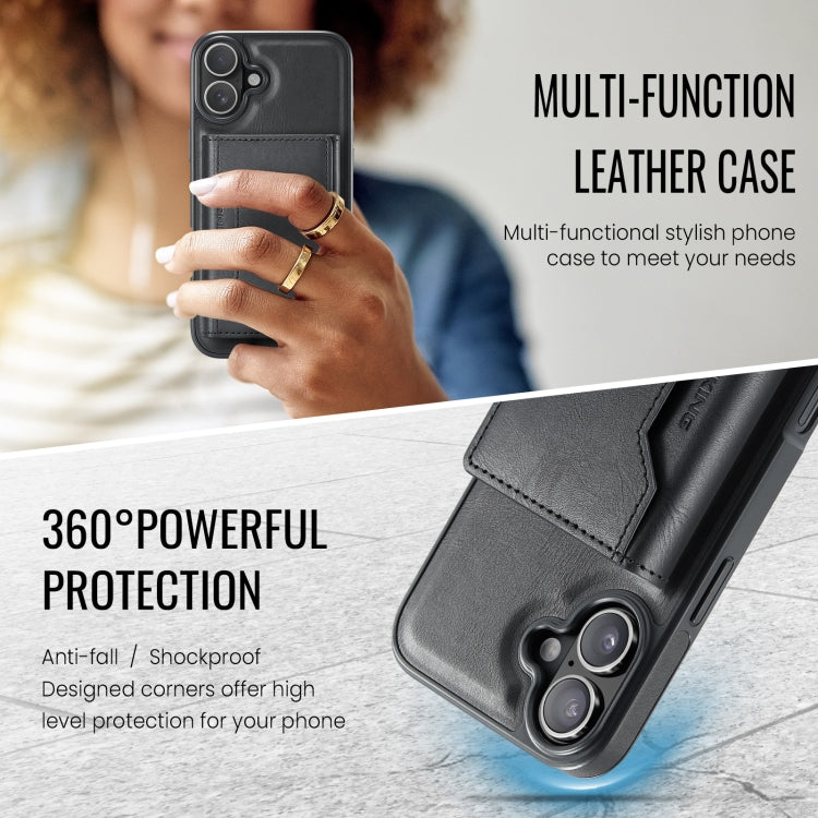 For iPhone 16 Plus DG.MING MAGKING-K2 Series MagSafe RFID Card Bag Detachable Phone Case(Black) - free shipping - PMC Jewellery - Order now!