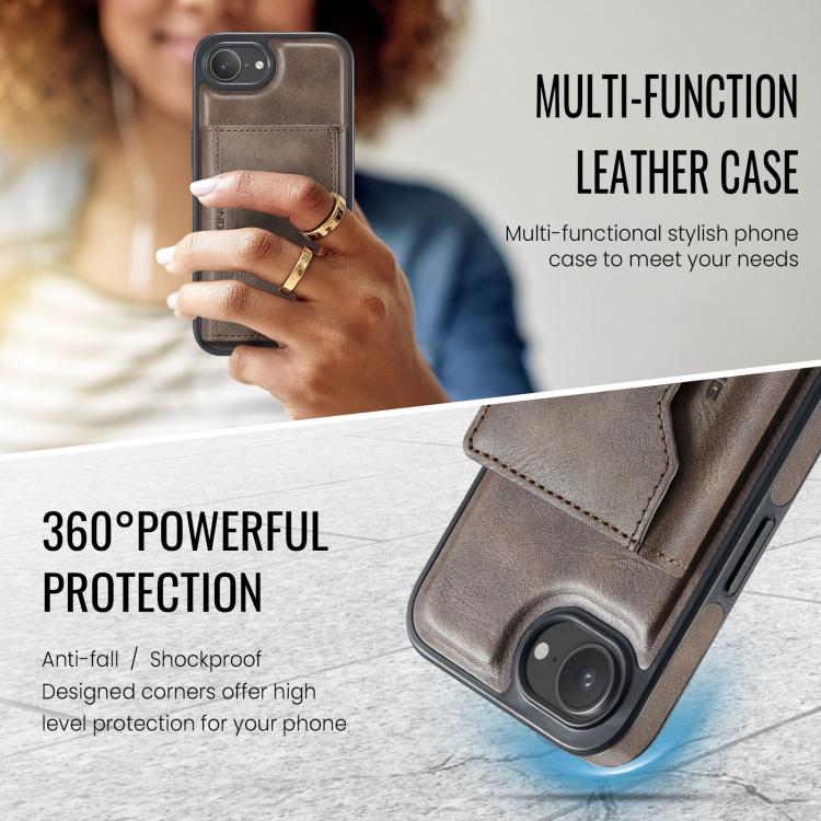 For iPhone 16e DG.MING MAGKING-K2 Series MagSafe RFID Card Bag Detachable Phone Case(Coffee) - free shipping - PMc TechLife - Order now!
