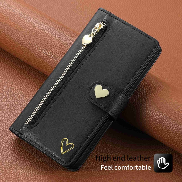 For Huawei P60 Pro POLA Love Multi-Card Slots Zipper Wallet Leather Phone Case(Black) - Huawei Cases by POLA | Online Shopping South Africa | PMC TechLife | Buy Now Pay Later Mobicred