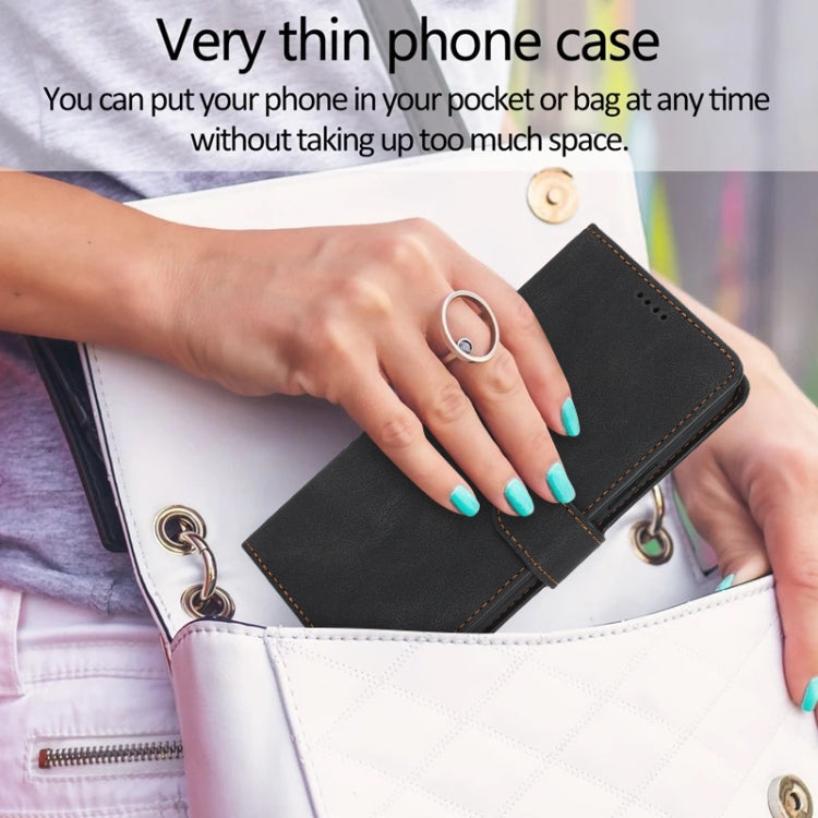 For Samsung Galaxy S25 5G Fantasy Skin-feel Calfskin Texture Leather Phone Case(Black) - Galaxy S25 5G Cases by PMC TechLife | Online Shopping South Africa | PMC TechLife | Buy Now Pay Later Mobicred