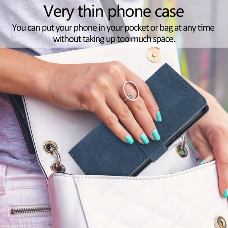 For Samsung Galaxy S25 5G Fantasy Skin-feel Calfskin Texture Leather Phone Case(Blue) - Galaxy S25 5G Cases by PMC TechLife | Online Shopping South Africa | PMC TechLife | Buy Now Pay Later Mobicred