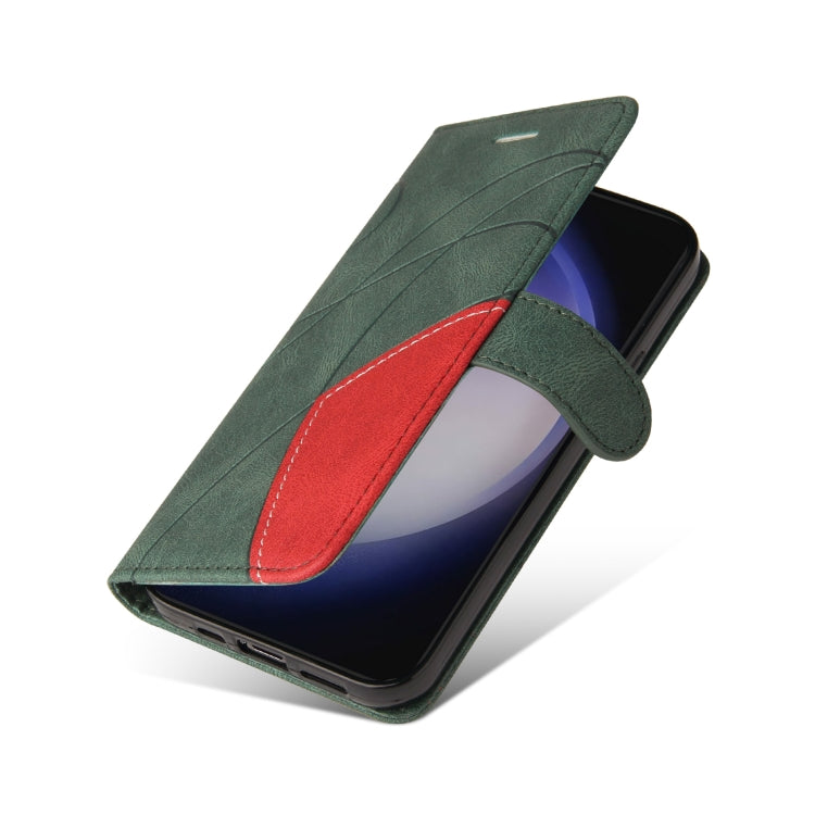 For Samsung Galaxy S25+ / S24+ 5G Dual-color Splicing Flip Leather Phone Case(Green) - Galaxy S25+ 5G Cases by PMC Jewellery | Online Shopping South Africa | PMC Jewellery | Buy Now Pay Later Mobicred