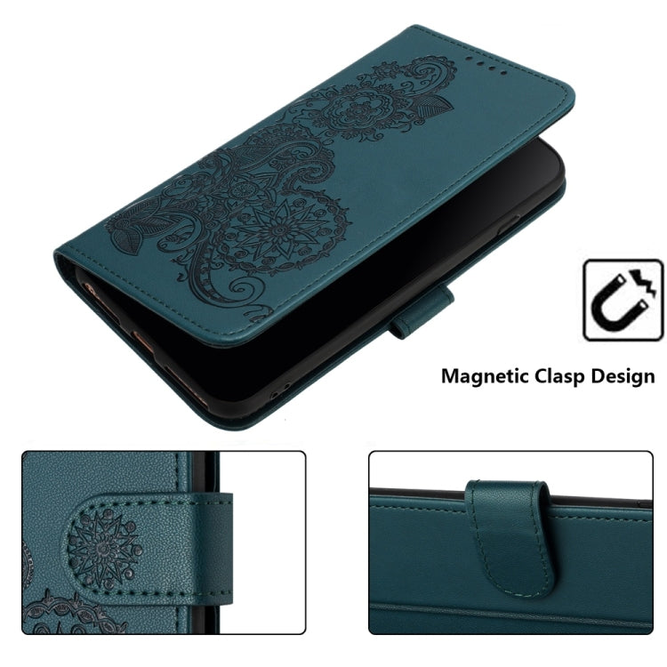 For Samsung Galaxy S25 Ultra 5G Datura Flower Embossed Flip Leather Phone Case(Dark Green) - Galaxy S25 Ultra 5G Cases by PMC Jewellery | Online Shopping South Africa | PMC Jewellery | Buy Now Pay Later Mobicred