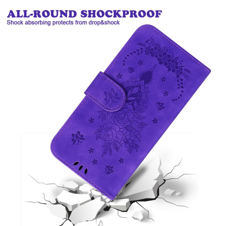 For Samsung Galaxy S25 5G Butterfly Rose Embossed Leather Phone Case(Purple) - Galaxy S25 5G Cases by PMC TechLife | Online Shopping South Africa | PMC TechLife | Buy Now Pay Later Mobicred