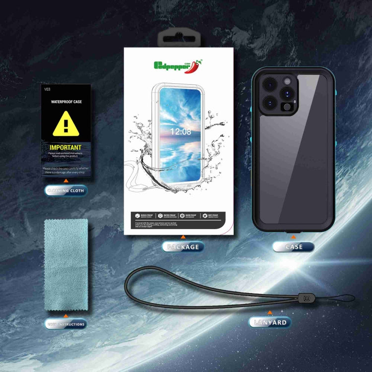 For iPhone 16 Pro RedPepper Transparent Dot IP68 Waterproof Triple-proof Phone Case(Black Blue) - free shipping - PMC Jewellery - Order now!