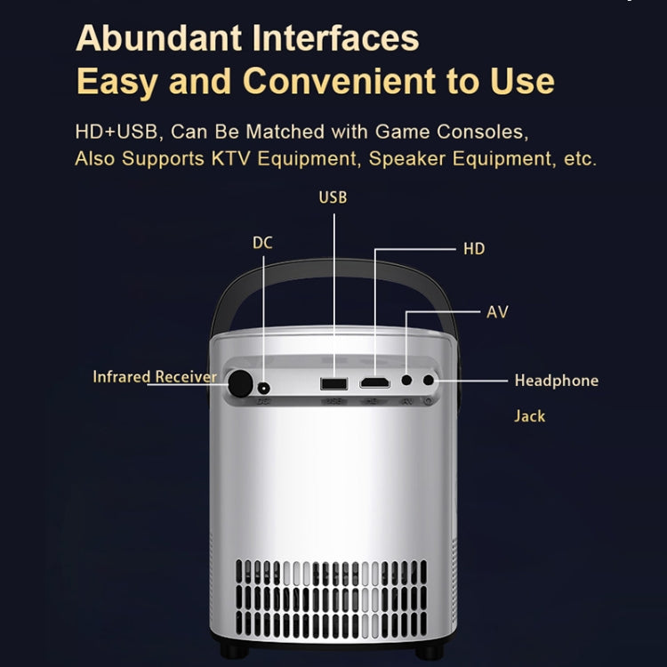 T-2 1920 x 1080P 240ANSI HiSilicon 352 Android 9.0 Portable Projector, EU Plug(White) - LED Projector by PMC TechLife | Online Shopping South Africa | PMC TechLife | Buy Now Pay Later Mobicred