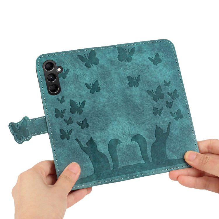 For Samsung Galaxy S25 5G Butterfly Cat Embossing Flip Leather Phone Case(Wathet) - free shipping - PMC Jewellery - Order now!