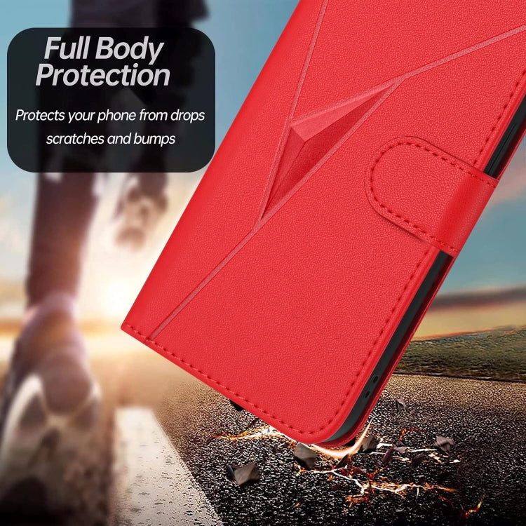 For Motorola Moto G Stylus 2024 Triangle Pattern Buckle Clasp Leather Phone Case(Red) - free shipping - PMC Jewellery - Order now!