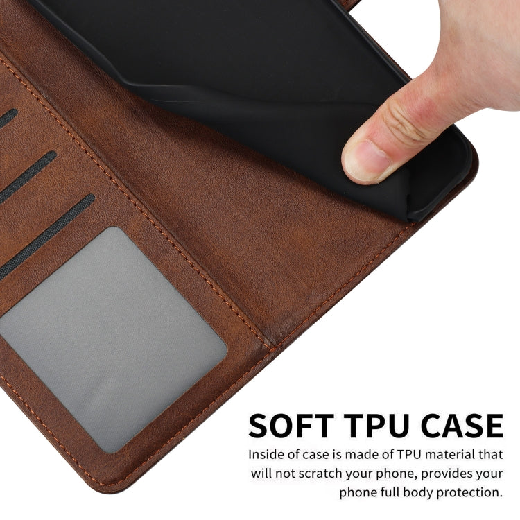 For Samsung Galaxy S25 / S24 5G Solid Calf Texture Flip Leather Phone Case(Brown) - Galaxy S25 5G Cases by PMC TechLife | Online Shopping South Africa | PMC TechLife | Buy Now Pay Later Mobicred