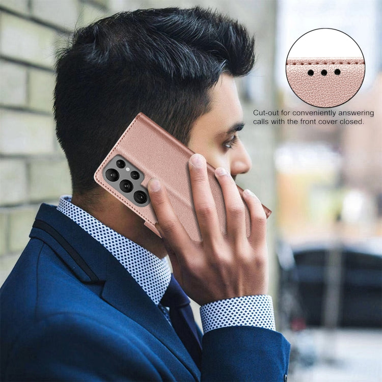 For Samsung Galaxy S25 Ultra 5G Litchi Texture RFID Anti-theft Leather Phone Case(Gold) - free shipping - PMC Jewellery - Order now!