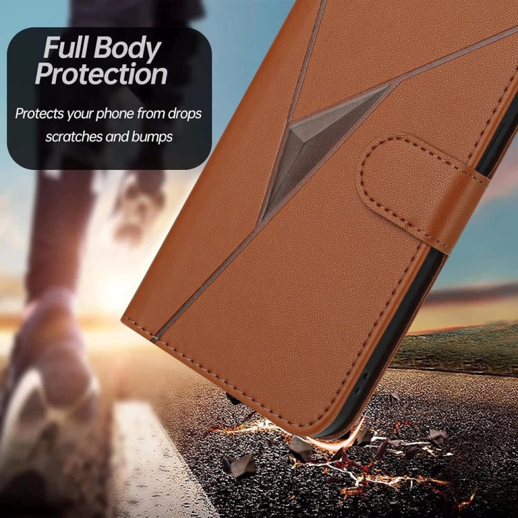 For Tecno Spark Go 2024 Triangle Pattern Buckle Clasp Leather Phone Case(Brown) - Tecno Cases by PMC Jewellery | Online Shopping South Africa | PMC Jewellery | Buy Now Pay Later Mobicred