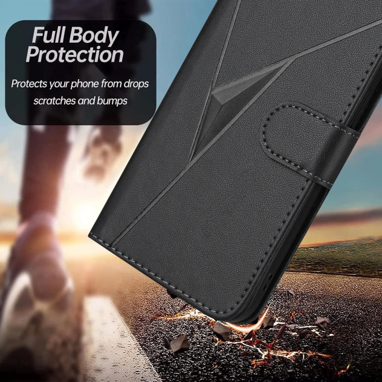 For Tecno Spark Go 2024 Triangle Pattern Buckle Clasp Leather Phone Case(Black) - Tecno Cases by PMC Jewellery | Online Shopping South Africa | PMC Jewellery | Buy Now Pay Later Mobicred