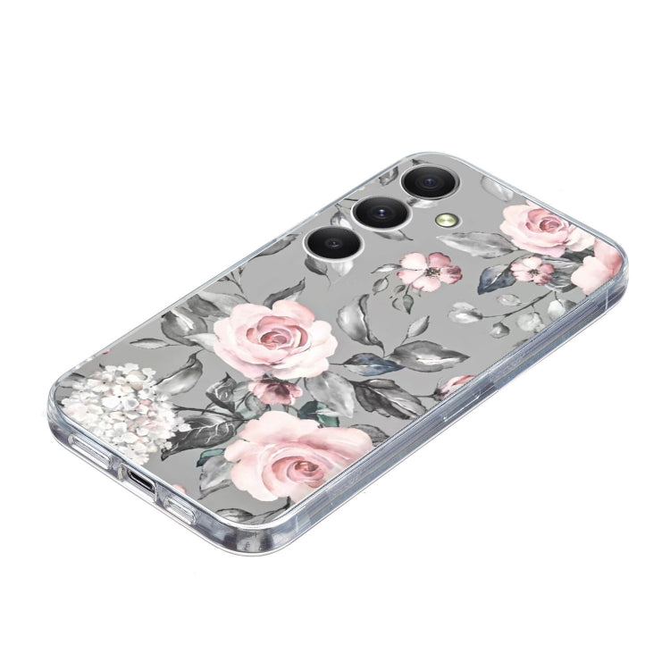 For Samsung Galaxy S25 FE 5G Colorful Painting Pattern TPU Phone Case(Flowers On Grey) - free shipping - PMC Jewellery - Order now!