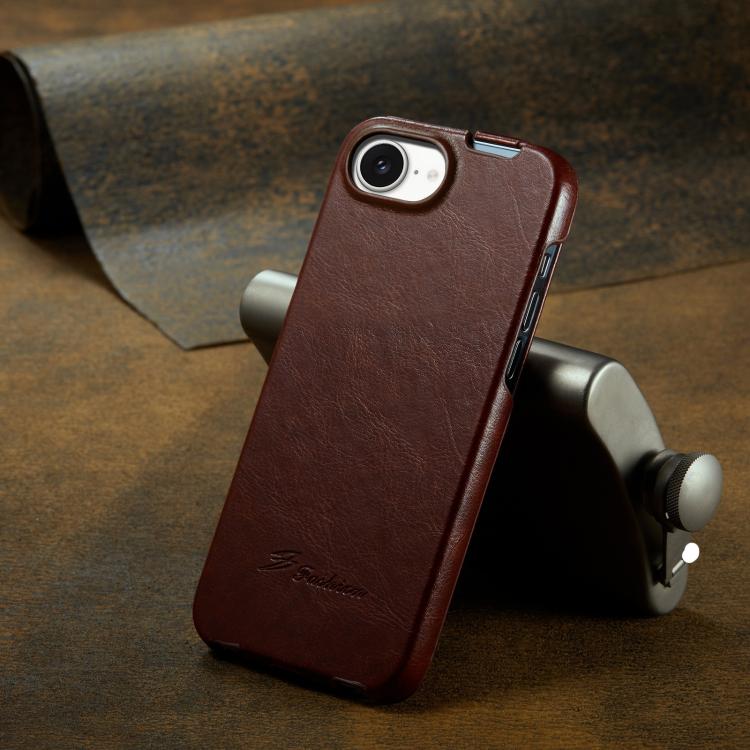 For iPhone 16e Fierre Shann 64 Texture Vertical Flip PU Leather Phone Case(Brown) - free shipping - PMc TechLife - Order now!