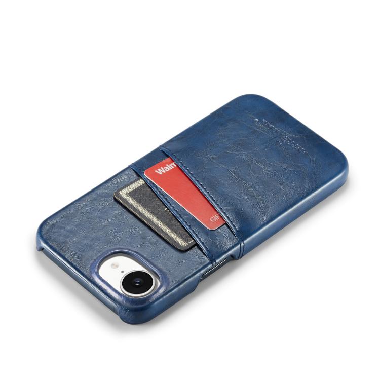 For iPhone 16e Fierre Shann Retro Oil Wax Texture Card Slots PU Leather Phone Case(Blue) - free shipping - PMc TechLife - Order now!