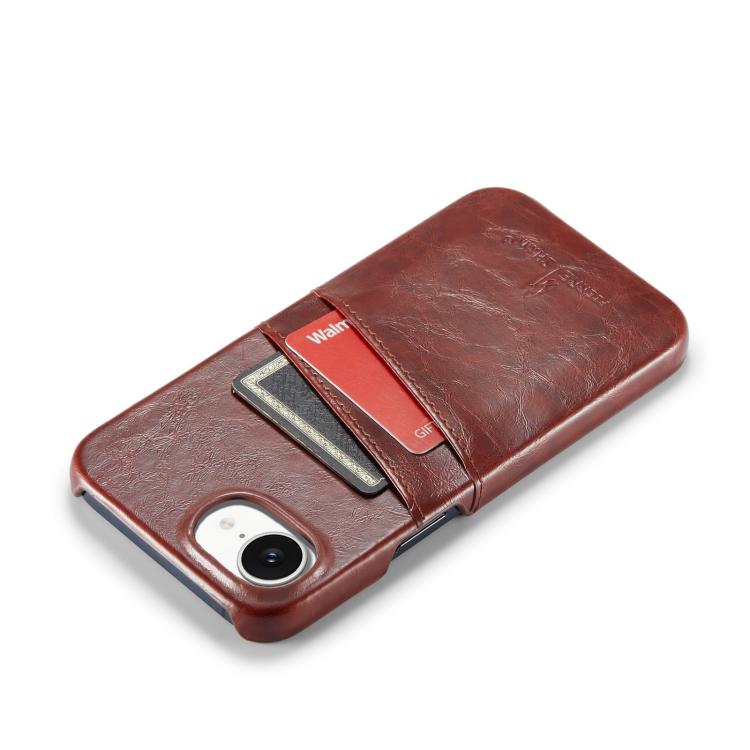 For iPhone 16e Fierre Shann Retro Oil Wax Texture Card Slots PU Leather Phone Case(Brown) - free shipping - PMc TechLife - Order now!