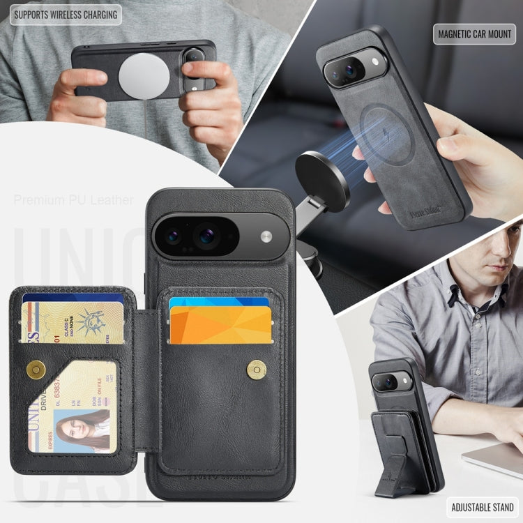 For Google Pixel 9 / 9 Pro Fierre Shann Cowhide Horizontal Flip Magnetic Card Holder Phone Case(Black) - free shipping - PMC TechLife - Order now!
