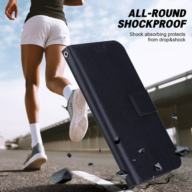 For iPhone 16e Ultra-thin Voltage Magnetic Buckle Leather Phone Case(Black) - iPhone 16e Cases by PMC TechLife | Online Shopping South Africa | PMC TechLife | Buy Now Pay Later Mobicred