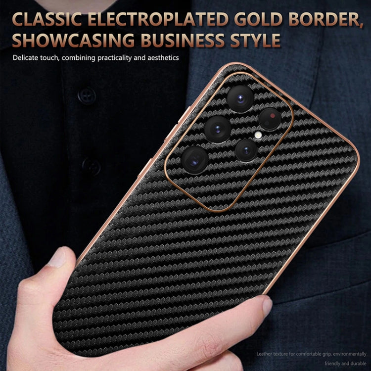 For Samsung Galaxy S25 Ultra 5G AZNS Electroplated Edge Carbon Fiber Texture Phone Case(Black) - Galaxy S25 Ultra 5G Cases by AZNS | Online Shopping South Africa | PMC Jewellery | Buy Now Pay Later Mobicred