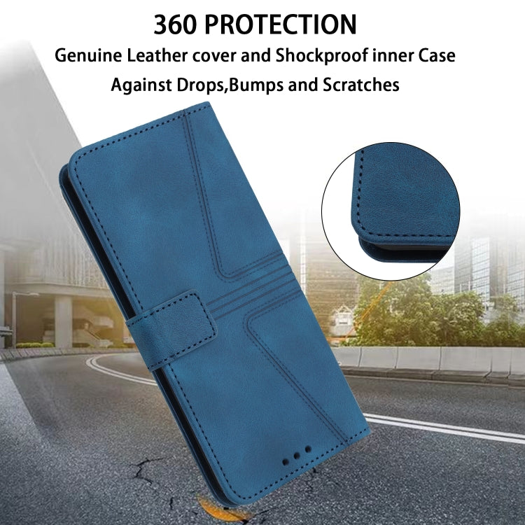 For Samsung Galaxy S25 5G Triangle Solid Color Leather Phone Case(Blue) - Galaxy S25 5G Cases by PMC TechLife | Online Shopping South Africa | PMC TechLife | Buy Now Pay Later Mobicred