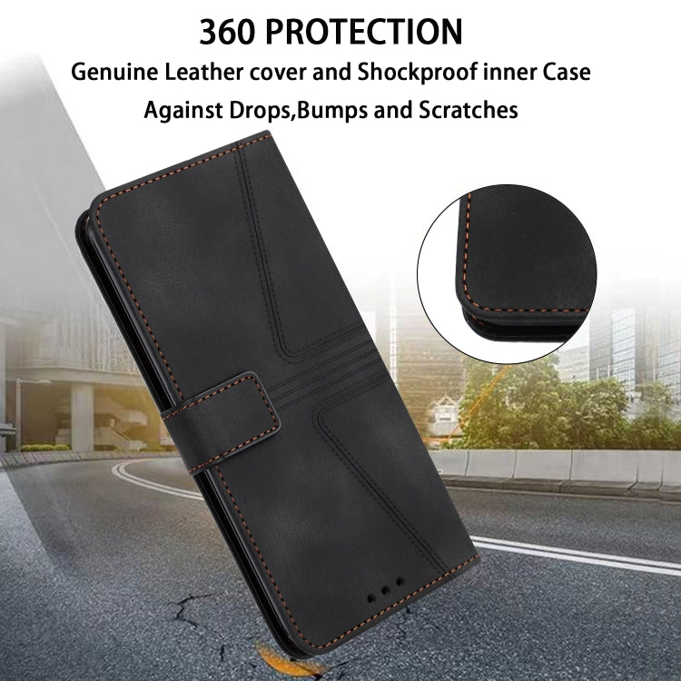 For Samsung Galaxy S25+5G Triangle Solid Color Leather Phone Case(Black) - Galaxy S25+ 5G Cases by PMC TechLife | Online Shopping South Africa | PMC TechLife | Buy Now Pay Later Mobicred