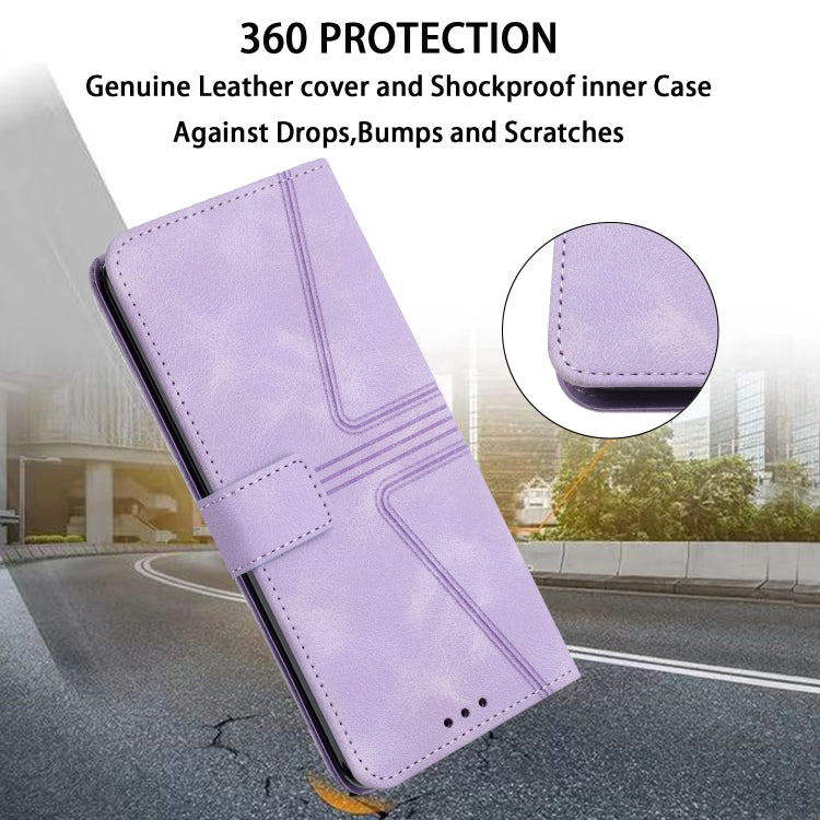 For Samsung Galaxy S25+5G Triangle Solid Color Leather Phone Case(Purple) - Galaxy S25+ 5G Cases by PMC TechLife | Online Shopping South Africa | PMC TechLife | Buy Now Pay Later Mobicred