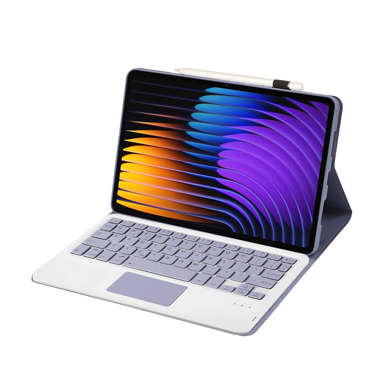 For Xiaomi Pad 7 / 7 Pro 11.2 inch A0N13-A Ultra-thin Detachable Bluetooth Keyboard Leather Tablet Case with Touchpad(Lavender White) - free shipping - PMC Jewellery - Order now!
