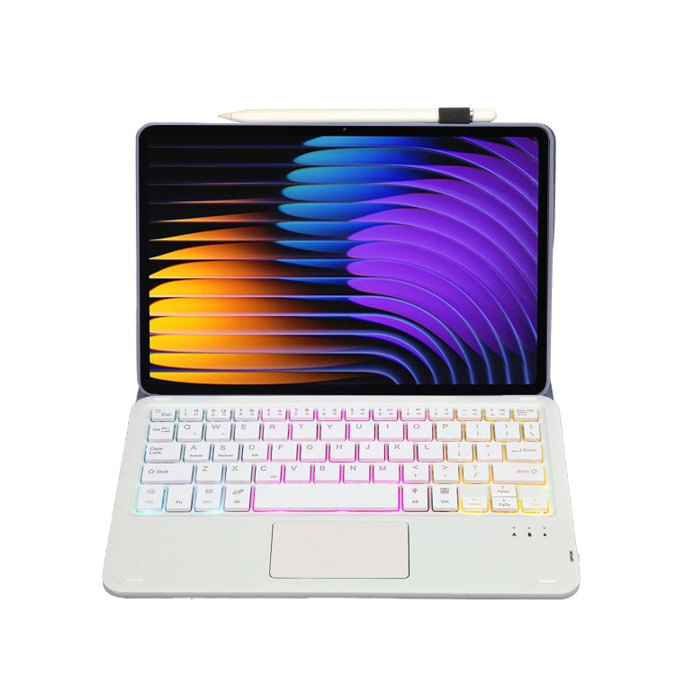 For Xiaomi Pad 7 / 7 Pro 11.2 inch A0N13-AS Ultra-thin Detachable Backlight Bluetooth Keyboard Leather Tablet Case with Touchpad(Lavender White) - free shipping - PMC Jewellery - Order now!