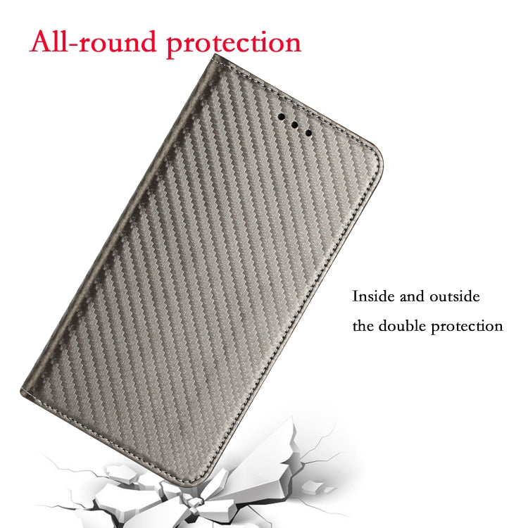 For Samsung Galaxy S25 5G Carbon Fiber Texture Magnetic Flip Leather Phone Case(Grey) - free shipping - PMC Jewellery - Order now!