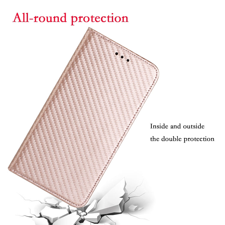 For Samsung Galaxy S25 5G Carbon Fiber Texture Magnetic Flip Leather Phone Case(Rose Gold) - Galaxy S25 5G Cases by PMC Jewellery | Online Shopping South Africa | PMC Jewellery | Buy Now Pay Later Mobicred