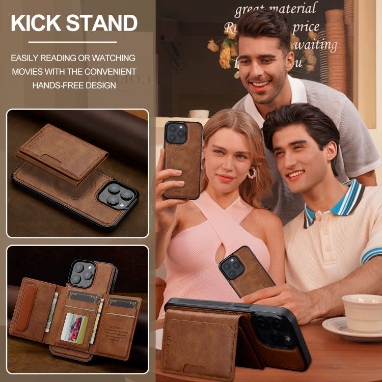 For iPhone 16 Pro LC.IMEEKE L5 Series Detachable RFID Card Bag Magsafe Phone Case(Brown) - free shipping - PMC Jewellery - Order now!
