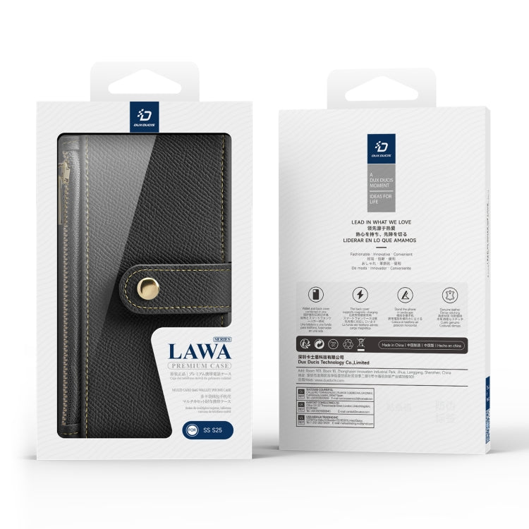 For Samsung Galaxy S25 5G DUX DUCIS Lawa Series 2 in 1 Wallet Zipper Detachable MagSafe Phone Case with Lanyard(Black) - Galaxy S25 5G Cases by DUX DUCIS | Online Shopping South Africa | PMC Jewellery | Buy Now Pay Later Mobicred