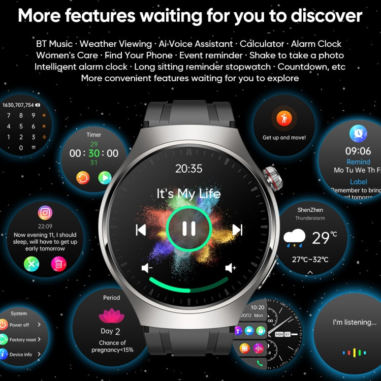 MT200 1.43 inch AMOLED IP67 Steel Band Smart Call Watch, Support ECG(Black) - Smart Watches by PMC TechLife | Online Shopping South Africa | PMC TechLife | Buy Now Pay Later Mobicred