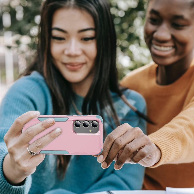 For Samsung Galaxy S25 5G TPU + PC Shockproof Protective Phone Case(Pink + Grey Green) - Galaxy S25 5G Cases by PMC TechLife | Online Shopping South Africa | PMC TechLife | Buy Now Pay Later Mobicred