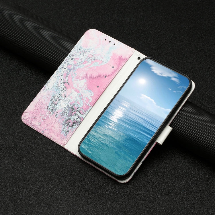 For Samsung Galaxy S25 Ultra 5G Colored Drawing Marble Pattern Leather Phone Case(Pink Seawater) - Galaxy S25 Ultra 5G Cases by PMC Jewellery | Online Shopping South Africa | PMC Jewellery | Buy Now Pay Later Mobicred