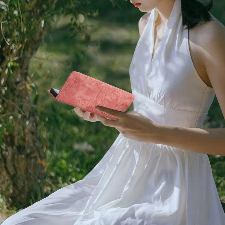 For Samsung Galaxy S25 5G Skin-feel Embossed Butterfly Leather Phone Case(Pink) - Galaxy S25 5G Cases by PMC Jewellery | Online Shopping South Africa | PMC Jewellery | Buy Now Pay Later Mobicred