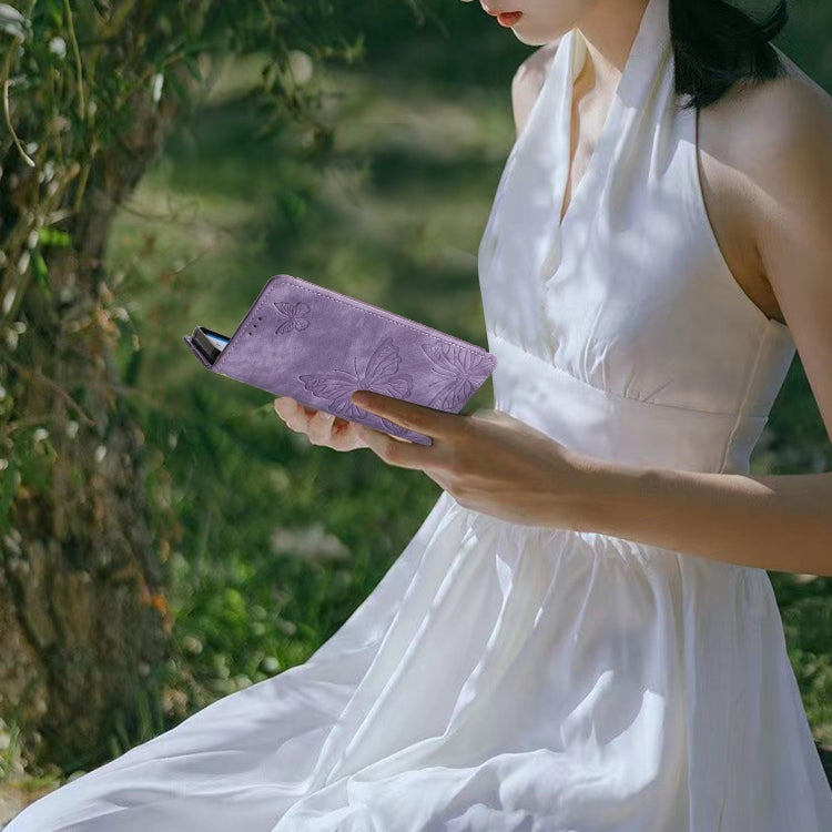 For Samsung Galaxy S25+ 5G Skin-feel Embossed Butterfly Leather Phone Case(Purple) - Galaxy S25+ 5G Cases by PMC Jewellery | Online Shopping South Africa | PMC Jewellery | Buy Now Pay Later Mobicred