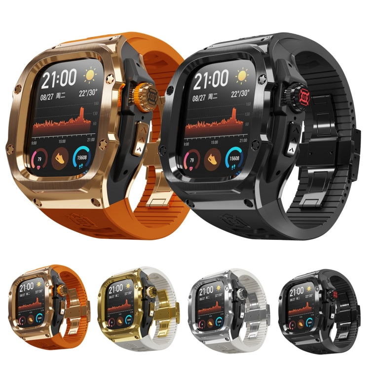 For Apple Watch Ultra 1 / 2 49mm RedPepper Armor Metal Case Integrated Silicone Watch Band(Steel Black White) - free shipping - PMC Jewellery - Order now!