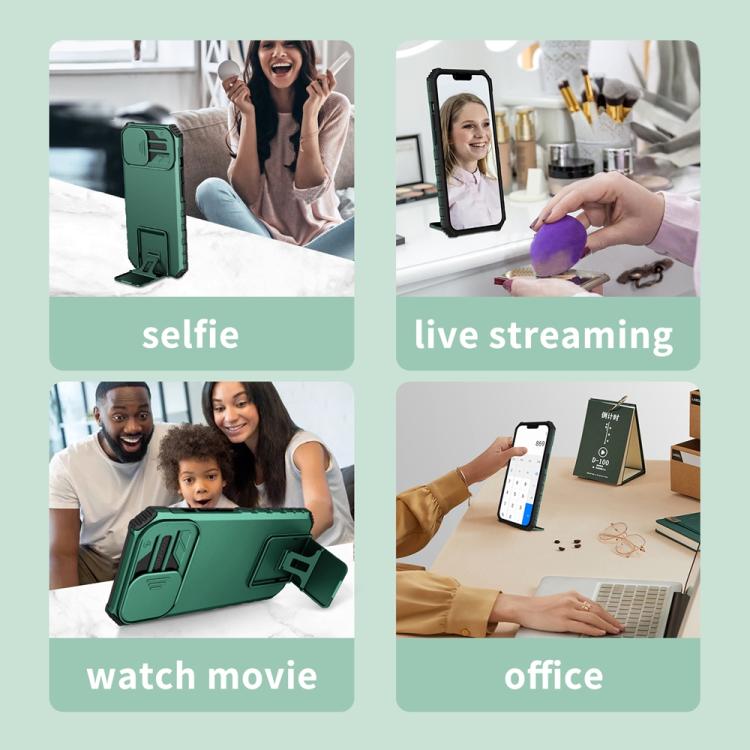 For Samsung Galaxy S25 Ultra 5G Stereoscopic Holder Sliding Camshield Phone Case(Green) - Galaxy S25 Ultra 5G Cases by PMC Jewellery | Online Shopping South Africa | PMC Jewellery | Buy Now Pay Later Mobicred