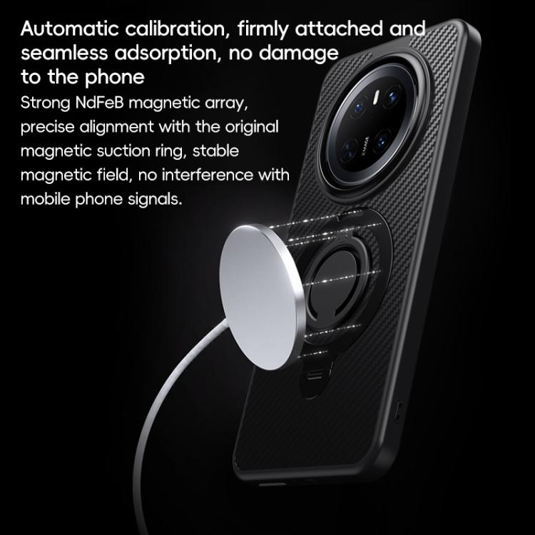 For Huawei Mate 70 Carbon Fiber MagSafe Phone Case with 360 Degree Rotating Holder(Black) - Huawei Cases by PMC TechLife | Online Shopping South Africa | PMC TechLife | Buy Now Pay Later Mobicred