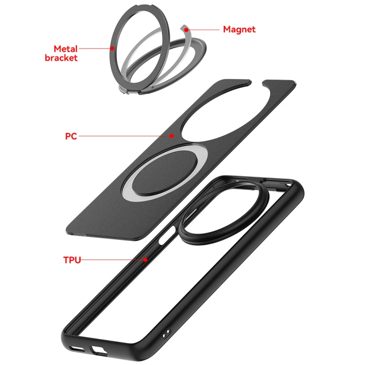 For Huawei Mate 70 Frosted 360 Degree Rotating Holder Phone Case(Transparent) - Huawei Cases by PMC TechLife | Online Shopping South Africa | PMC TechLife | Buy Now Pay Later Mobicred