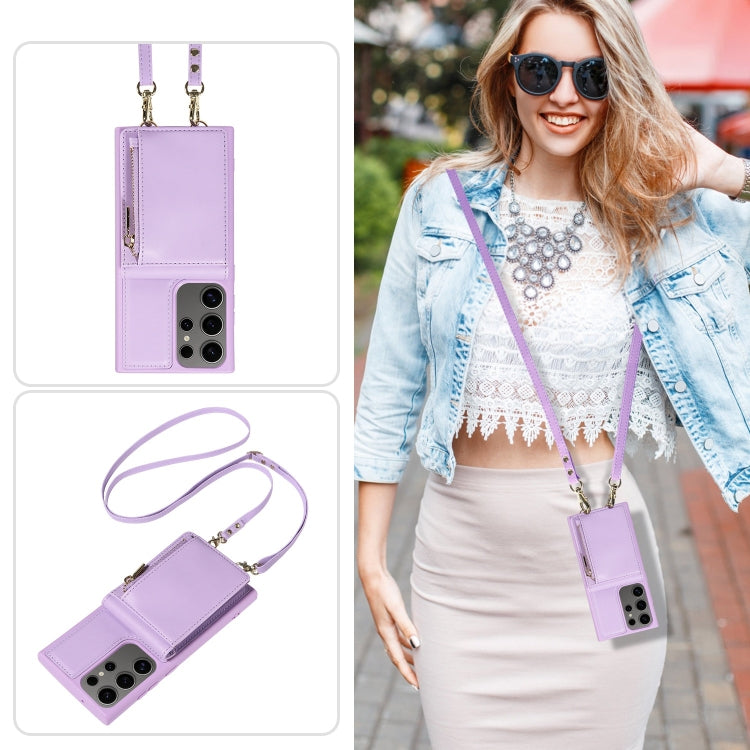 For Samsung Galaxy S25 Ultra 5G Crossbody Lanyard Zipper Wallet Leather Phone Case(Purple) - Galaxy S25 Ultra 5G Cases by PMC TechLife | Online Shopping South Africa | PMC TechLife | Buy Now Pay Later Mobicred