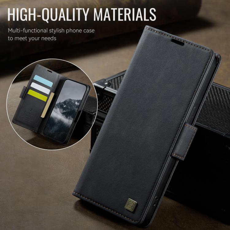 For iPhone 16e AutSpace A11 Side Buckle MagSafe Magnetic RFID Phone Leather Case(Black) - free shipping - PMc TechLife - Order now!