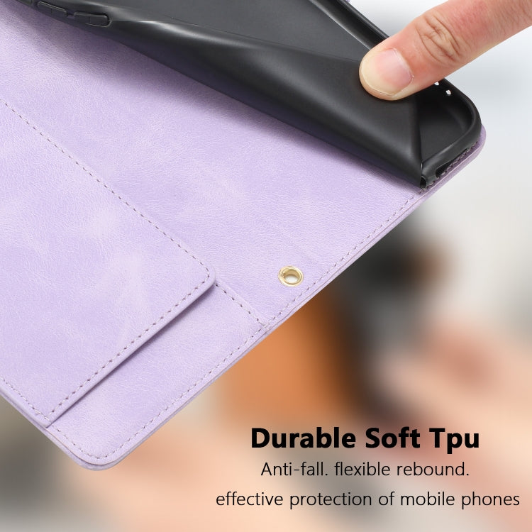 For Samsung Galaxy S25 Ultra 5G Tulips Embossed Leather Phone Case with Lanyard(Purple) - Galaxy S25 Ultra 5G Cases by PMC Jewellery | Online Shopping South Africa | PMC Jewellery | Buy Now Pay Later Mobicred