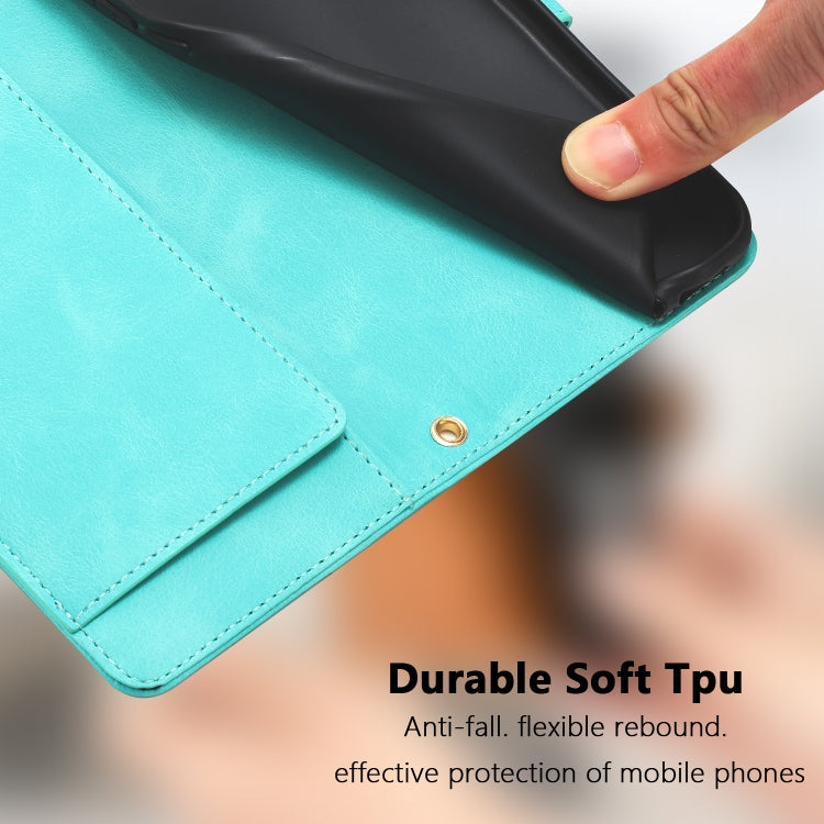 For Samsung Galaxy S25 5G Tulips Embossed Leather Phone Case with Lanyard(Green) - Galaxy S25 5G Cases by PMC Jewellery | Online Shopping South Africa | PMC Jewellery | Buy Now Pay Later Mobicred