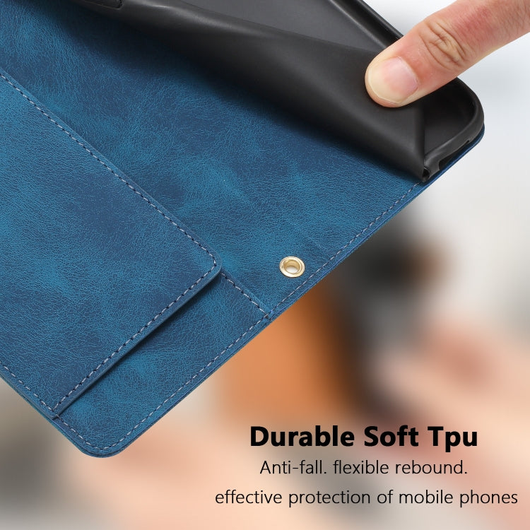 For Samsung Galaxy S25 5G Tulips Embossed Leather Phone Case with Lanyard(Blue) - Galaxy S25 5G Cases by PMC Jewellery | Online Shopping South Africa | PMC Jewellery | Buy Now Pay Later Mobicred
