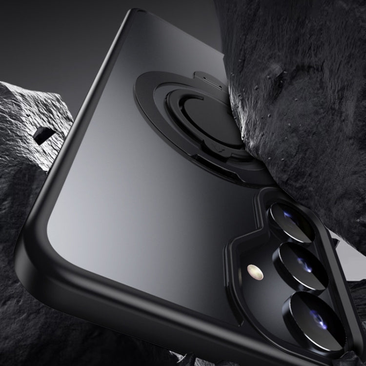 For Samsung Galaxy S25 5G Frosted MagSafe Phone Case with 360 Degree Rotating Holder(Black) - free shipping - PMC Jewellery - Order now!